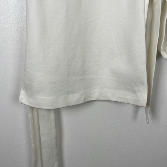 Irregular Exposure Regal turtleneck top women OS pullover tie cotton blend white - Picture 9 of 12